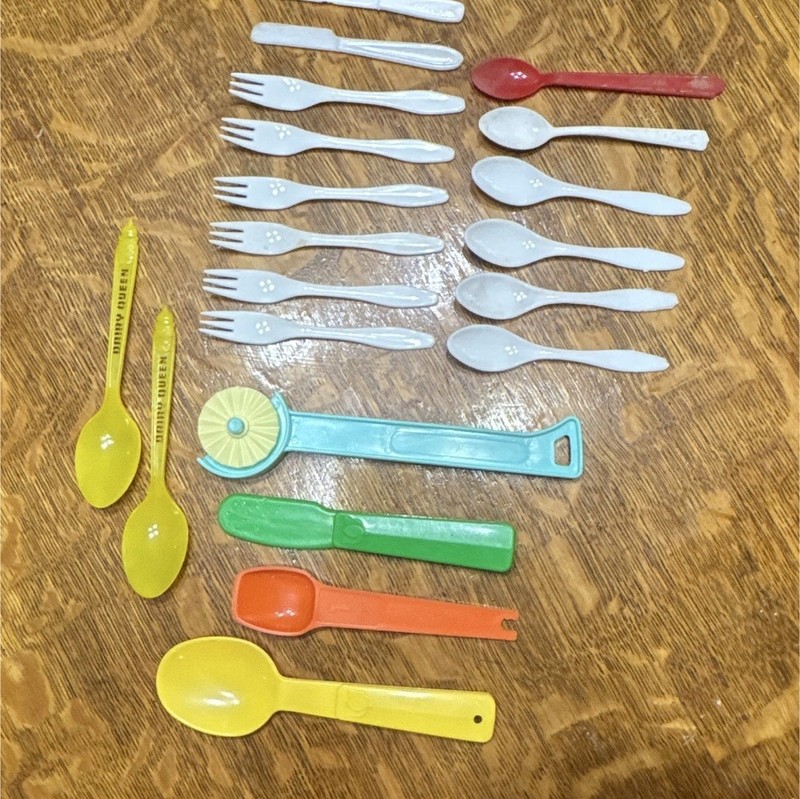 Baby Toddler Plastic Cutlery Set Mixed Lot Spoons Forks Knives Multicolor