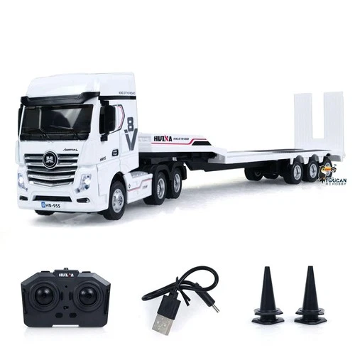 HUINA Tractor Truck 9900 1/64 RTR RC W/3Axle Plastic Semi Flatbed Trailer Sound
