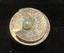 Swirl Design Sterling Silver Size 8 Ring With White Pearl