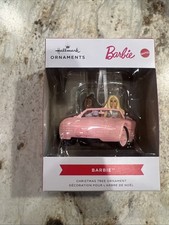 Hallmark 2025 Barbie in Pink Convertible Car Christmas Tree Holiday Ornament 2x3