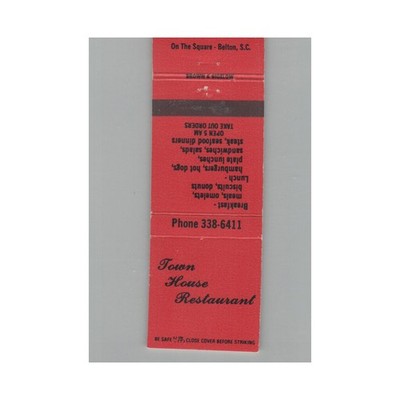 Matchbook Cover Town House Restaurant Belton SC