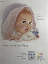 1959 Northern Tissue Softness Baby Finest Quality Blanket Fluff VTG Print Ad