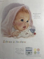 1959 Northern Tissue Softness Baby Finest Quality Blanket Fluff VTG Print Ad