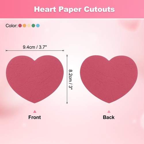 100PCS Heart Paper Cutouts 3 Inch Assorted Color Heart Shaped Cut Outs for Va... - Picture 2 of 6