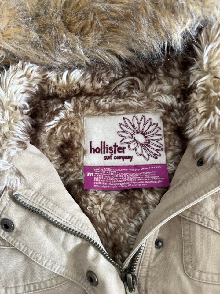 Early 2000s vintage hollister Parka jacket With A Faux Fur Trim size M - Image 2 of 4