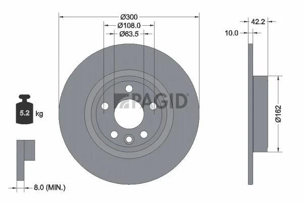 2x PAGID Disque Plein Ø300mm pour Land Rover Discovery Sport L550 LC Jaguar - Photo 1/1