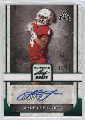 2022 Leaf Ultimate Draft Emerald Spectrum 27/35 Jayden De Laura #BA-JDL Auto 8wm