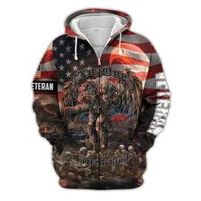 American Flag 3D Print Hoodie Zip