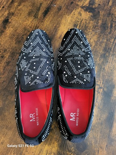 Mario Rossi schwarz Strass Slipper Halbschuh Herren Größe 10 - Bild 3 von 9