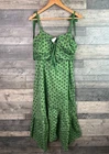 Free People Palma Midi Dress Size Large Green Printed Floral Boho Strappy