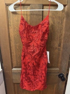 red gameday dress Megan Red & Black Sequin Football Gameday Dress Large