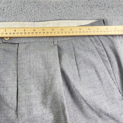Loro Piana Pants Mens 36x32 Gray Super 100s Wool Pleated Straight Italian Dress - Picture 9 of 12
