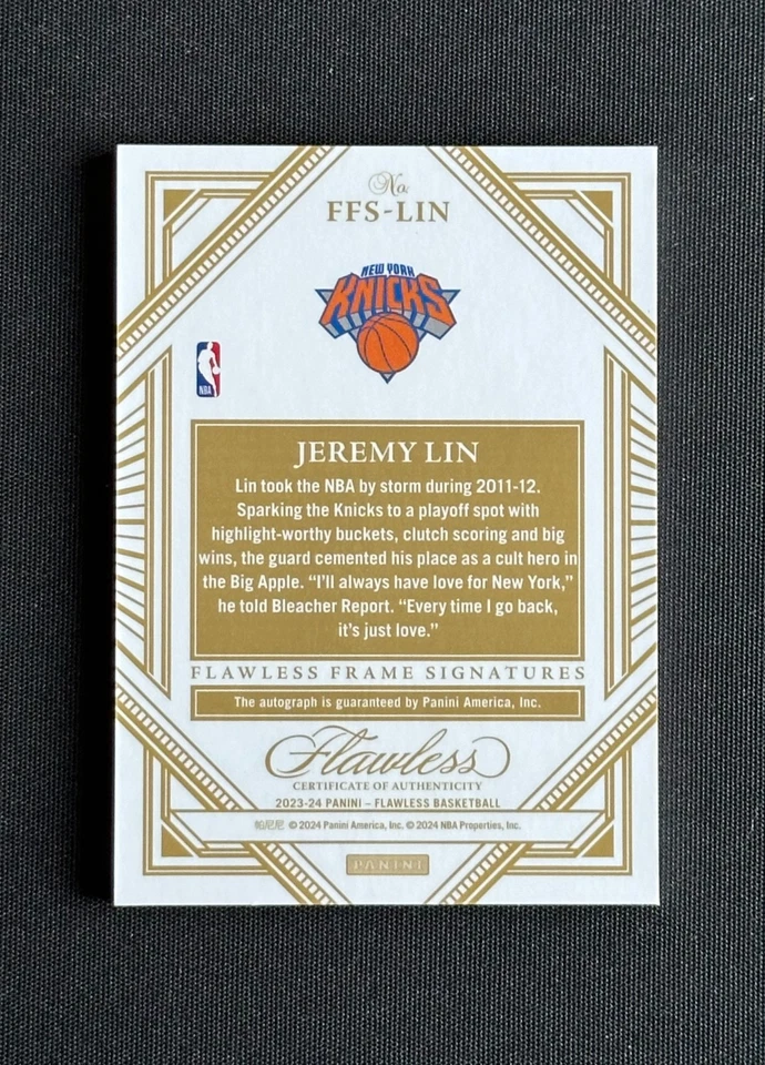 2023-24 Flawless Jeremy Lin Frame Signatures Ruby Auto /15 Knicks #FFS-LIN - Image 2 of 2