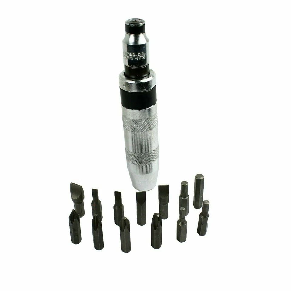 14 Pc 1/2" Heavy Duty Impact Screwdriver Driver Set SAE Reversible w/ Metal Case Foto 2 de 4