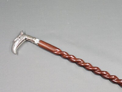 Holz  Gehstock Walking Stick  Stock silbern  96 cm Spazierstock gewendelt Adler