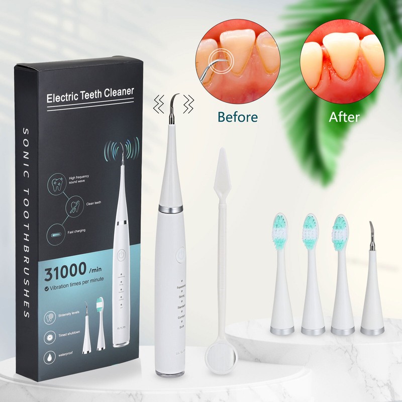 Ultrasonic Dental Scaler Calculus Remover Electric Teeth Whitening Cleaner white
