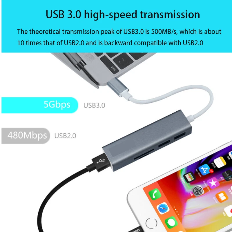 USB HUB Laptop Docking Station SD/TF card reading Splitter Extender  converter