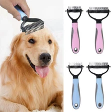 2-Side Pet Grooming Brush Dog Cat Deshedding Dematting Tool Undercoat Rake Comb