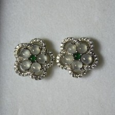 CERTIFIED Natural Jade Grade A Untreated Icy Jadeite Earrings 925 Silver S62