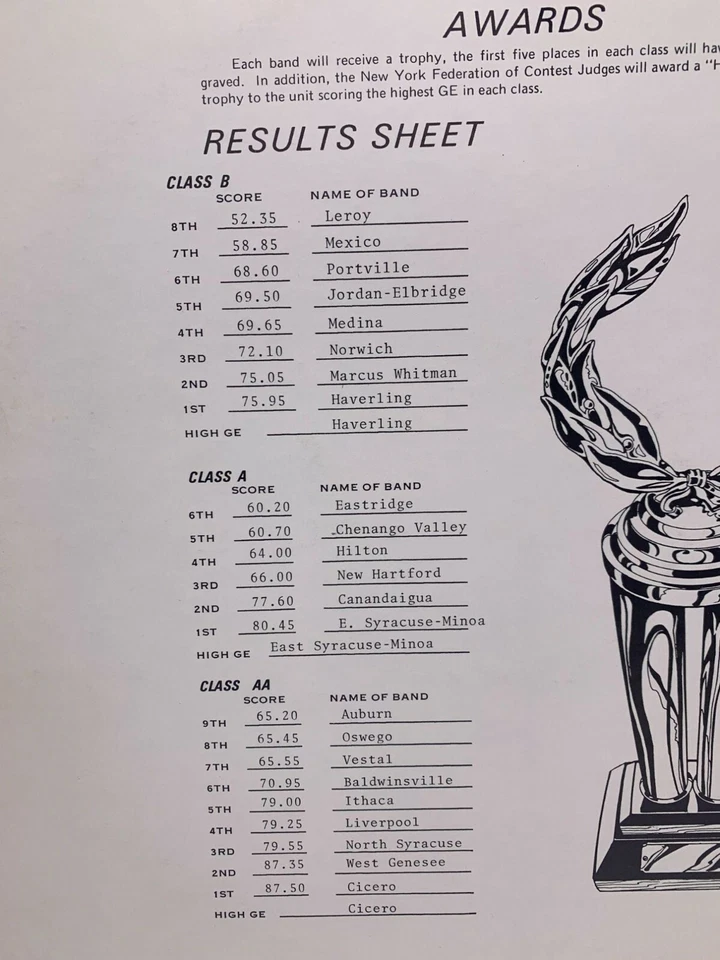 New York State Field Band Conference 1978 Championship Show LP Record - Class AA - Image 4 of 4