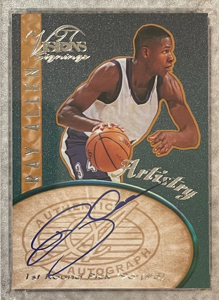 1997 SCOREBOARD RAY ALLEN VISIONS SIGNING ARTISTRY AUTO~PSA 8/AUTO 10~POP 1 W/1^ - Image 2 of 4