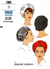 Vogue 7411 Designer Bergdorf Goodman Draped Hat Sewing Pattern Chemo Alopecia 23