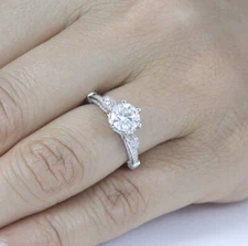 Moissanite Round Cut 925 Sterling Silver Bridal Engagement Ring Size 3-12 SS195