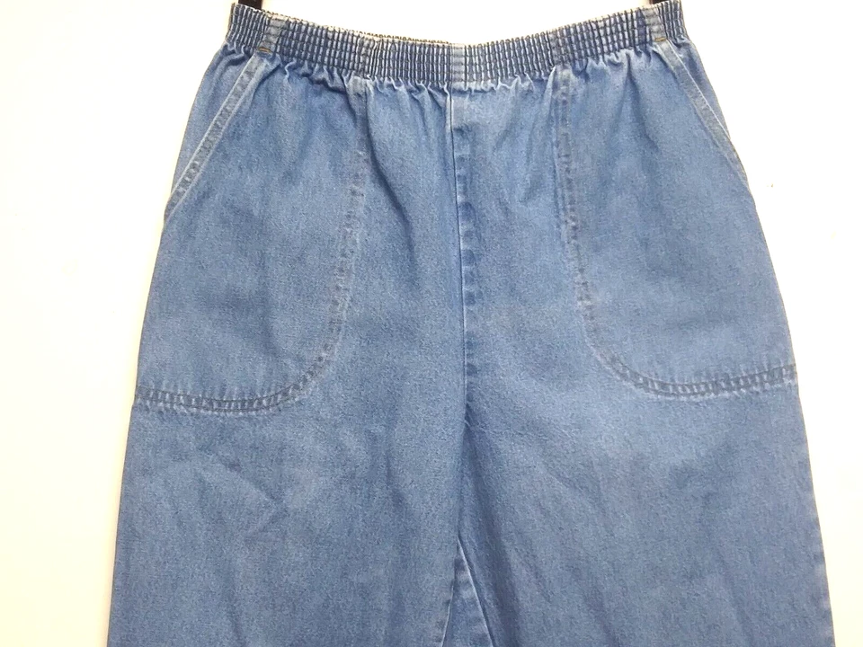 Classic Elements 拉入式牛仔裤女式 12P 码踝蓝色牛仔口袋高腰 — 第 3/4 张图片