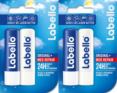   Labello Original + Med Repair All-Wetter Lippenpflege Lippenbalsam 4x 5,5ml  