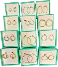 12 PC Lot Boucles D'Oreilles Argent or Jaune Zircone Huggie Beaucoup Style Neuf
