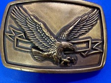 Patriotic American Eagle Hunting Diving Attacking Belt Buckle With Award Ribbon