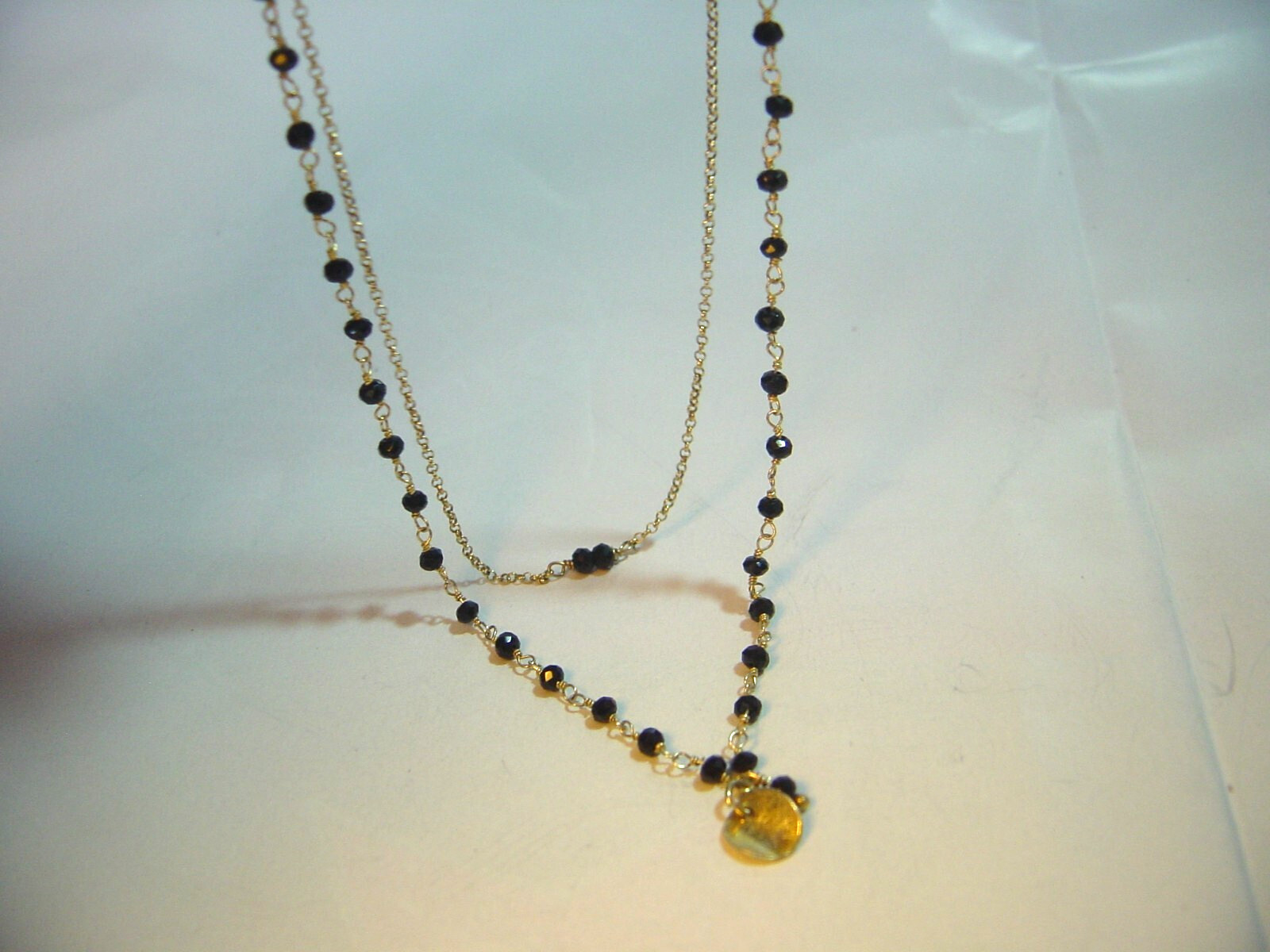 Superb Solid Silver & GP Necklace-14.5"Real Black… - image 11