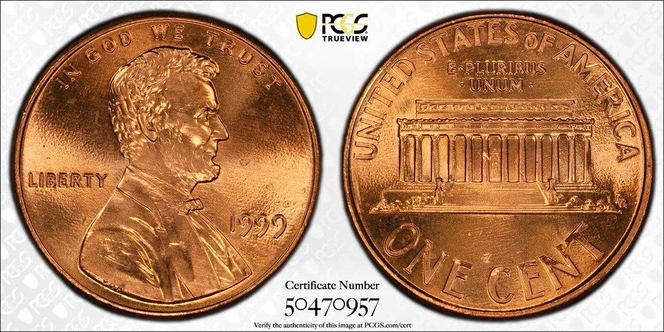 Ultra Rare 1999 U.S. 1C Cent Uncirculated PGCS Damage Error Penny - Scarce !!! - Image 3 of 4