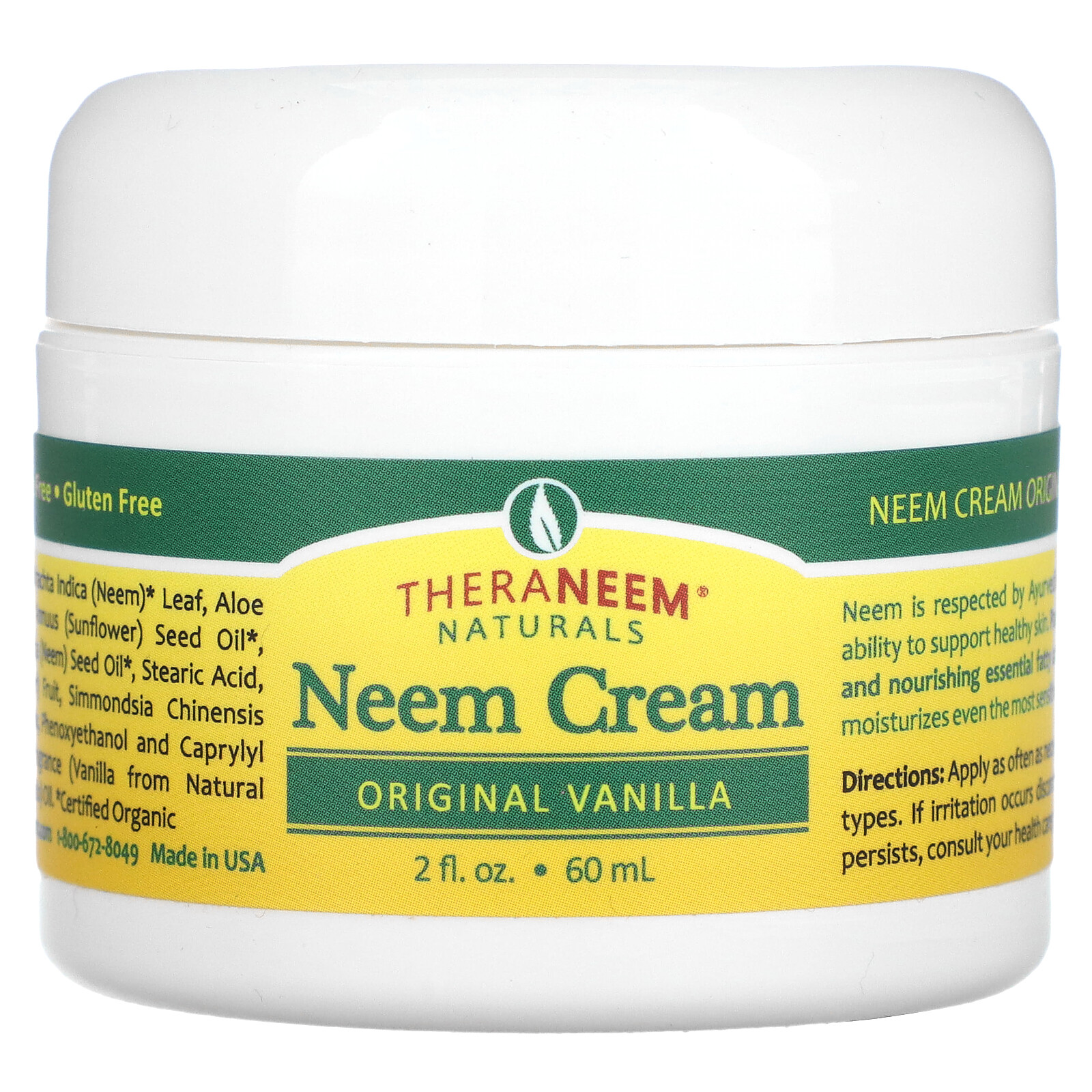 TheraNeem Naturals, сливки с Нимом, оригинальная ваниль, 2 жидких унции (60 мл)