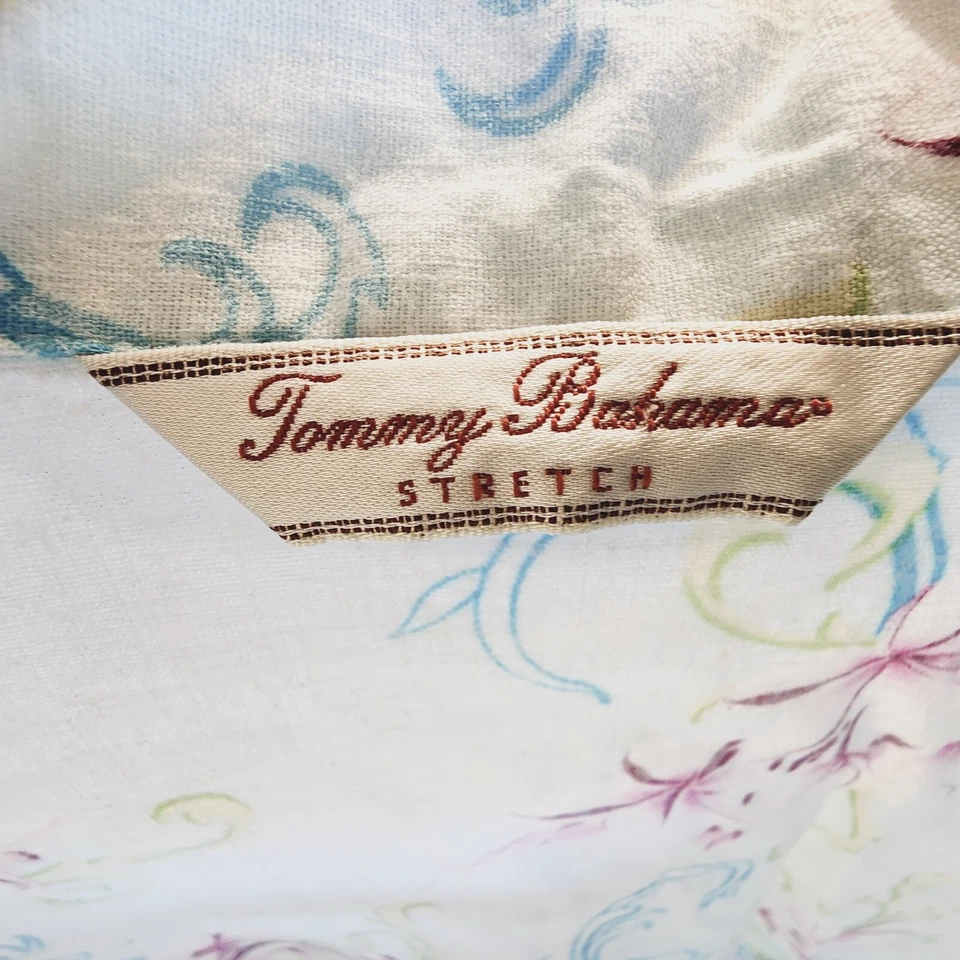 Tommy Bahama Niñas Camisa Abotonada Cuello Estampado Floral M/8-10 Mezcla de Lino Foto 2 de 4