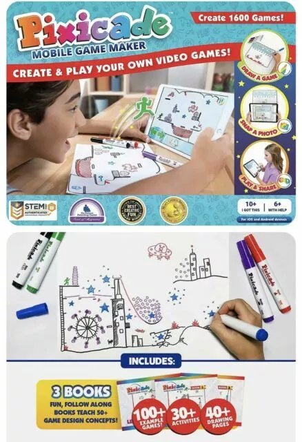 PIXICADE Mobile Game Maker: DRAW CREATE & PLAY YOUR OWN VIDEO GAMES STEM  ART NEW