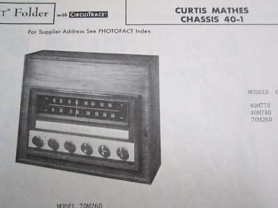 CURTIS MATHIS 40-1, 40M770, 40M780, & 70M260 RADIO PHOTOFACT | eBay