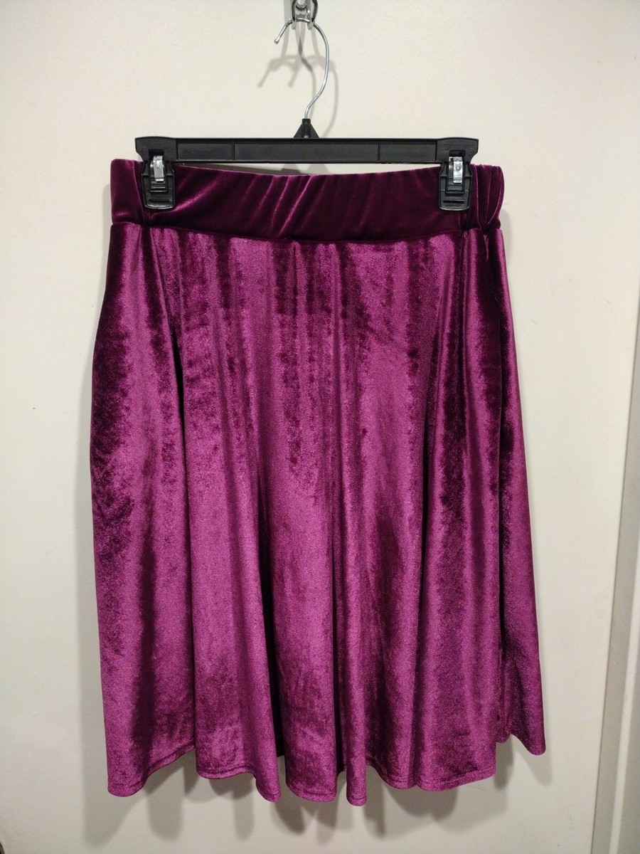 NWT My Amelia James Girl's Fuchsia Velvet Velour Skater Style Skirt Sz  L-Casual
