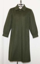 BOILED WOOL Long Over Coat Winter GREEN Women SHORT SLEEVES Austria Hunting 14 L