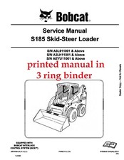 Bobcat S185 Skid Steer Loader Workshop Manual Service Shop Repair 6987049