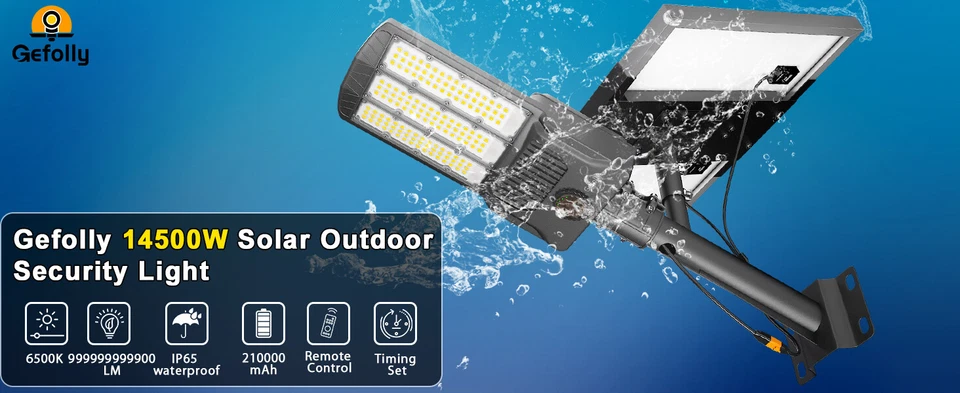 Luces de calle solares comerciales de 14500 W al aire libre luces de estacionamiento de anochecer a amanecer Foto 2 de 4