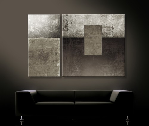 ABSTRAKT Leinwand BILD SET Modern Schwarz Weiß Grau Gemälde Kunst Druck XXL Deko - Bild 2 von 7