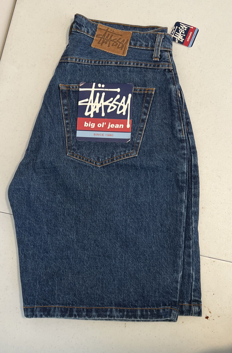 Vintage Stussy Made In USA Denim Jean Shorts 36 Deadstock 90s Big