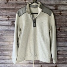 Calvin Klein Men's 1/4-Zip Long-Sleeved Pullover Size L Light Gray Logo
