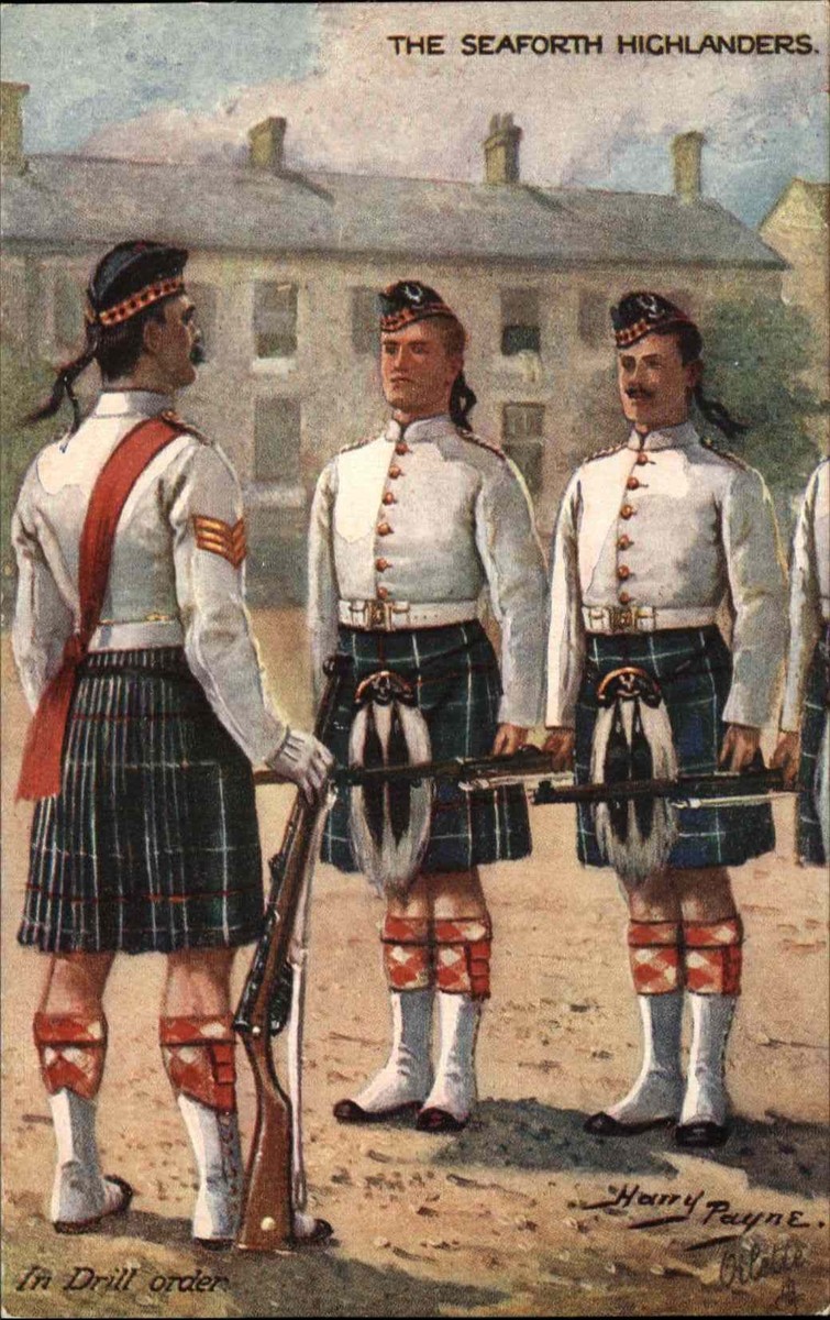TUCK Seaforth Highlanders HARRY PAYNE Drill Order KILTS GUNS Postcard