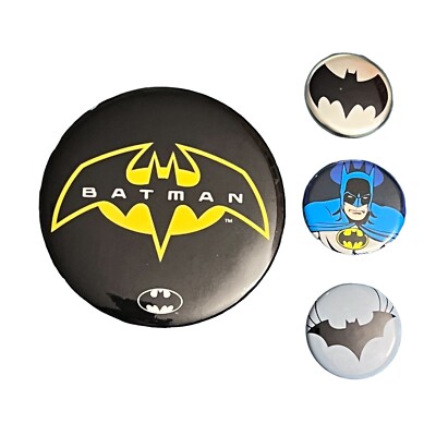 Lot of 4 BATMAN SYMBOL Button Pins 3” and 1” Great For Backpacks & Hats ...