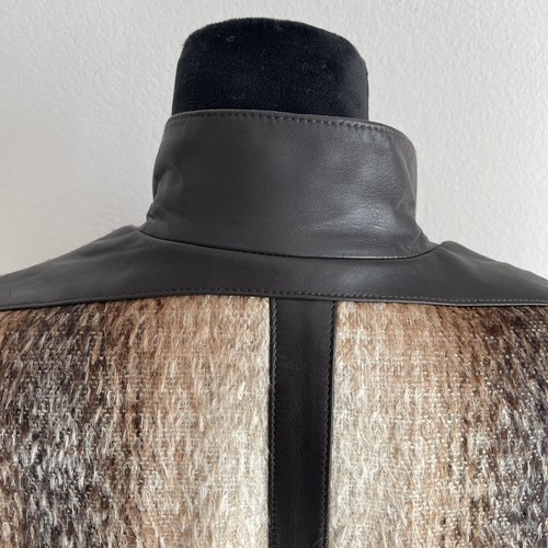NWOTS LAFAYETTE 148 Alpaca Wool Plaid Coat Leather Trim Size 6 - Picture 4 of 14