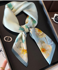 100 Silk 27" Square Scarf Women Neckerchief Bandana yellow flower new