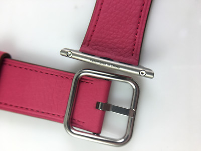 New Apple Watch OEM Classic Buckle Leather Strap Pink Fuchsia 42MM Original OEM Apple Watch Classic Buckle leather Band 44mm  main image 3