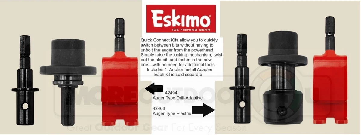 Eskimo Ice Fishing Augers Drill Electric Quick Connect Adaptive